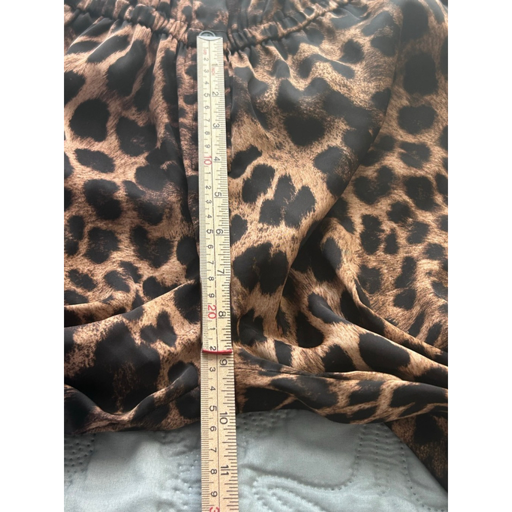 Michael Kors Leopard Print Wide Leg Jumpsuit XS Collared Button Front - Picture 12 of 13